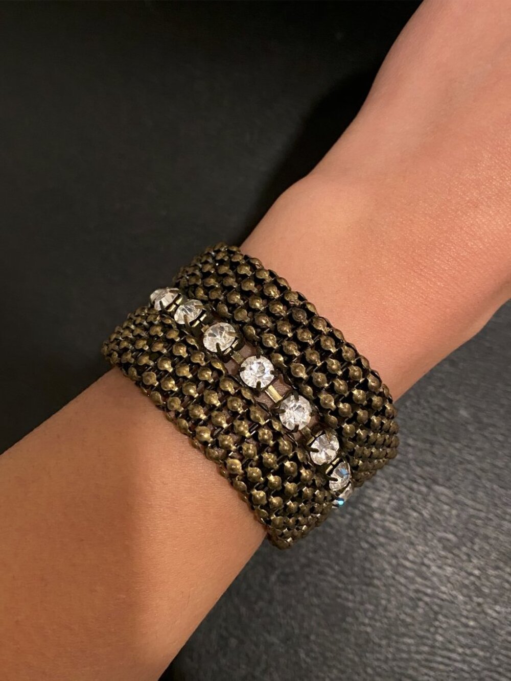 Bronze Mesh Crystal Bracelet